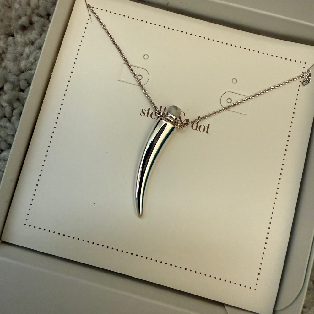 Stella & Dot Silver Horn Pendant Necklace